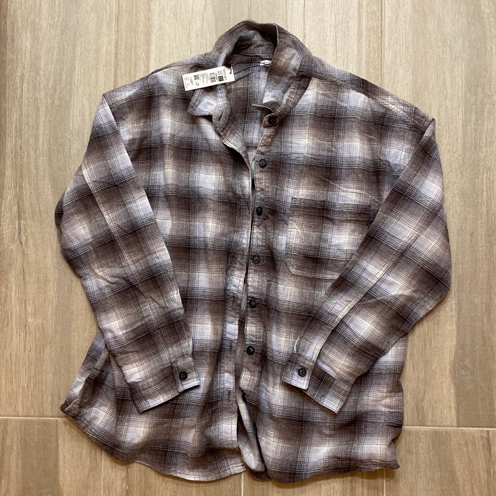 Garage Clothing brown plaid flannel